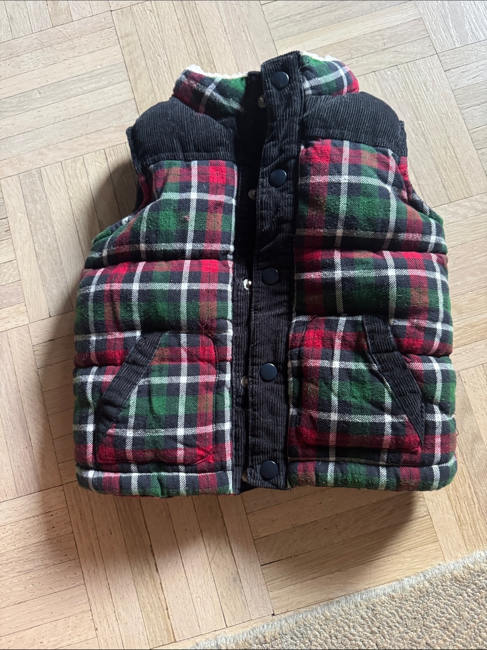 Gymboree Red Green Plaid Puffer Vest